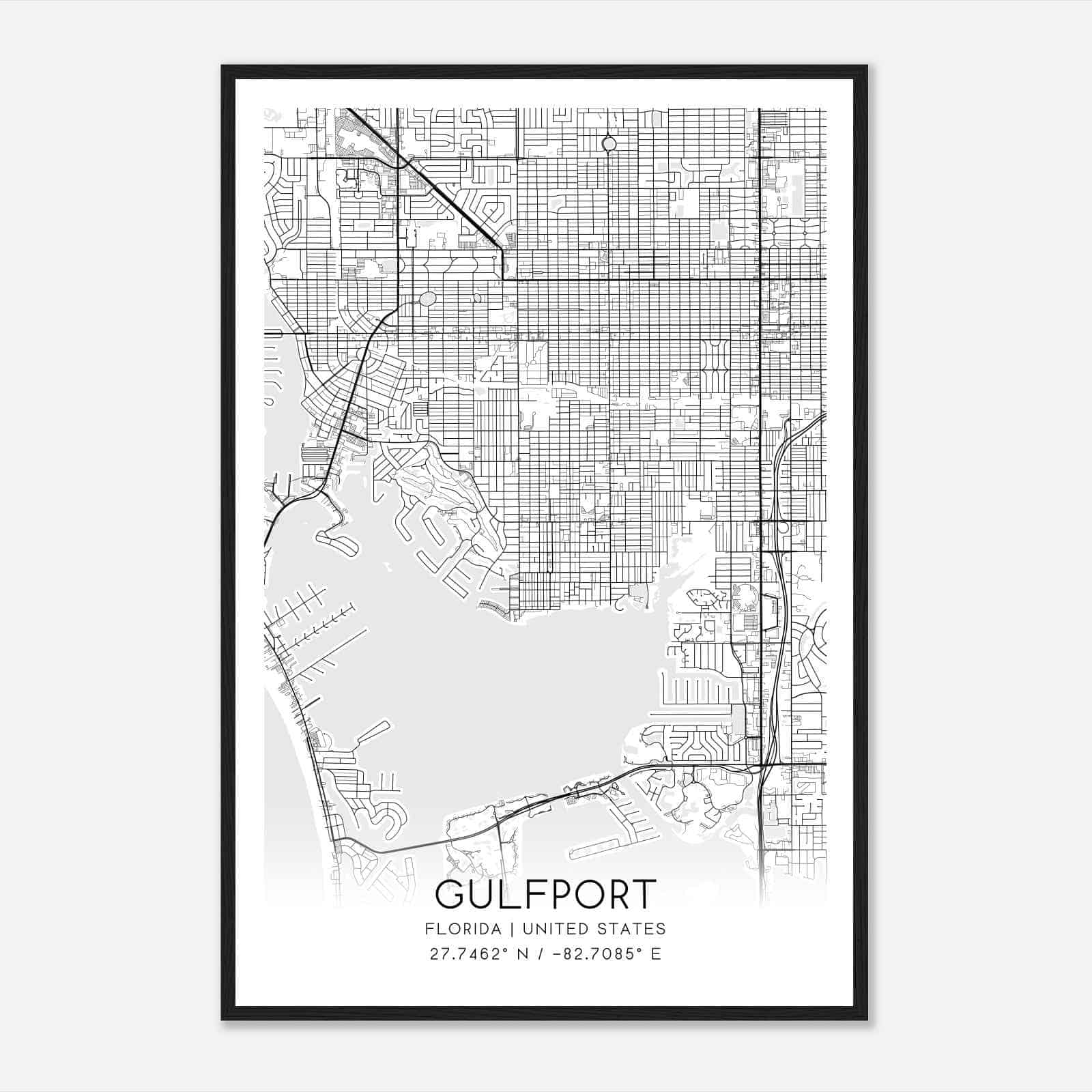 Gulfport Florida Map Poster, Modern Home Decor Wall Art Print