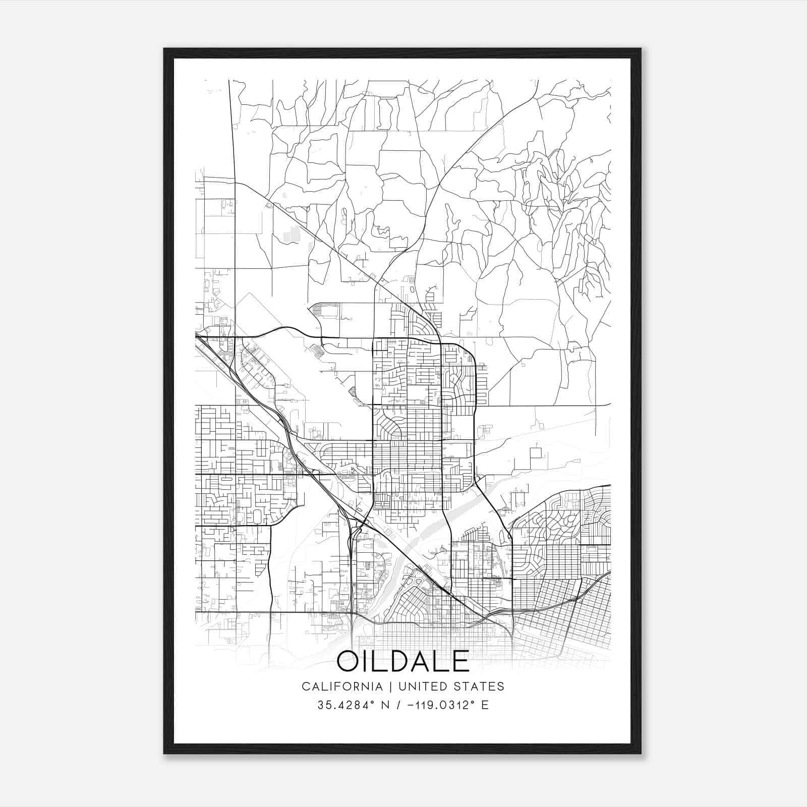 Oildale California Map Poster, Modern Home Decor Wall Art Print Oildale California Map Poster, Modern Home Decor Wall Art Print