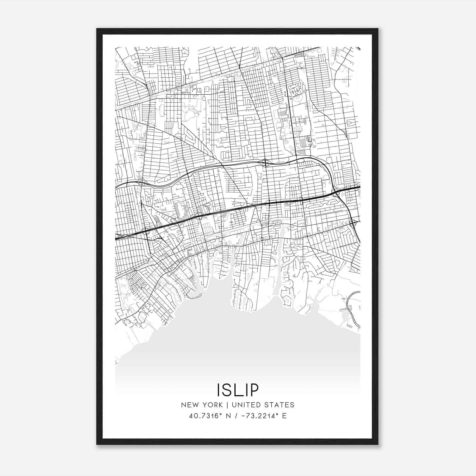 Islip New York Map Poster, Modern Home Decor Wall Art Print