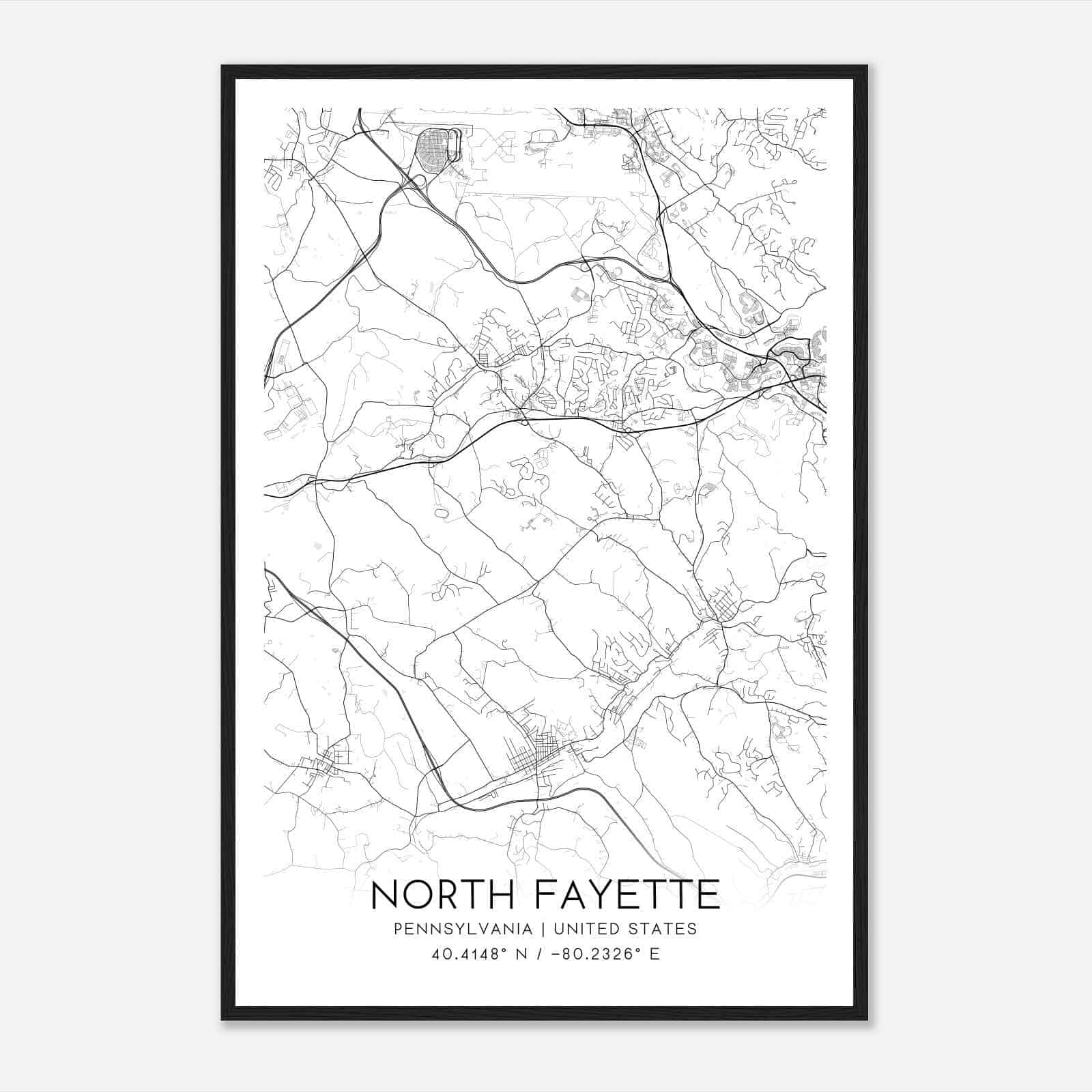 North Fayette Pennsylvania Map Poster, Modern Home Decor Wall Art Print