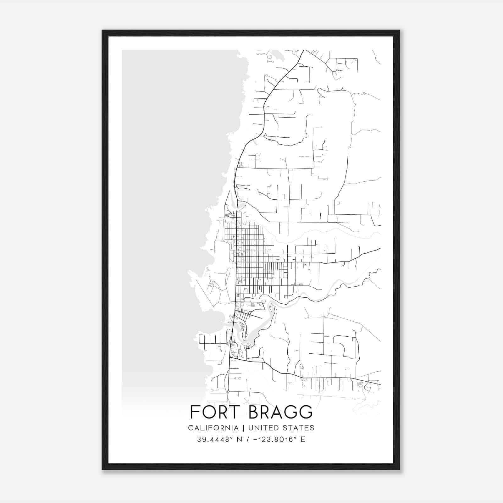 Fort Bragg California Map Poster, Modern Home Decor Wall Art Print Fort Bragg California Map Poster, Modern Home Decor Wall Art Print