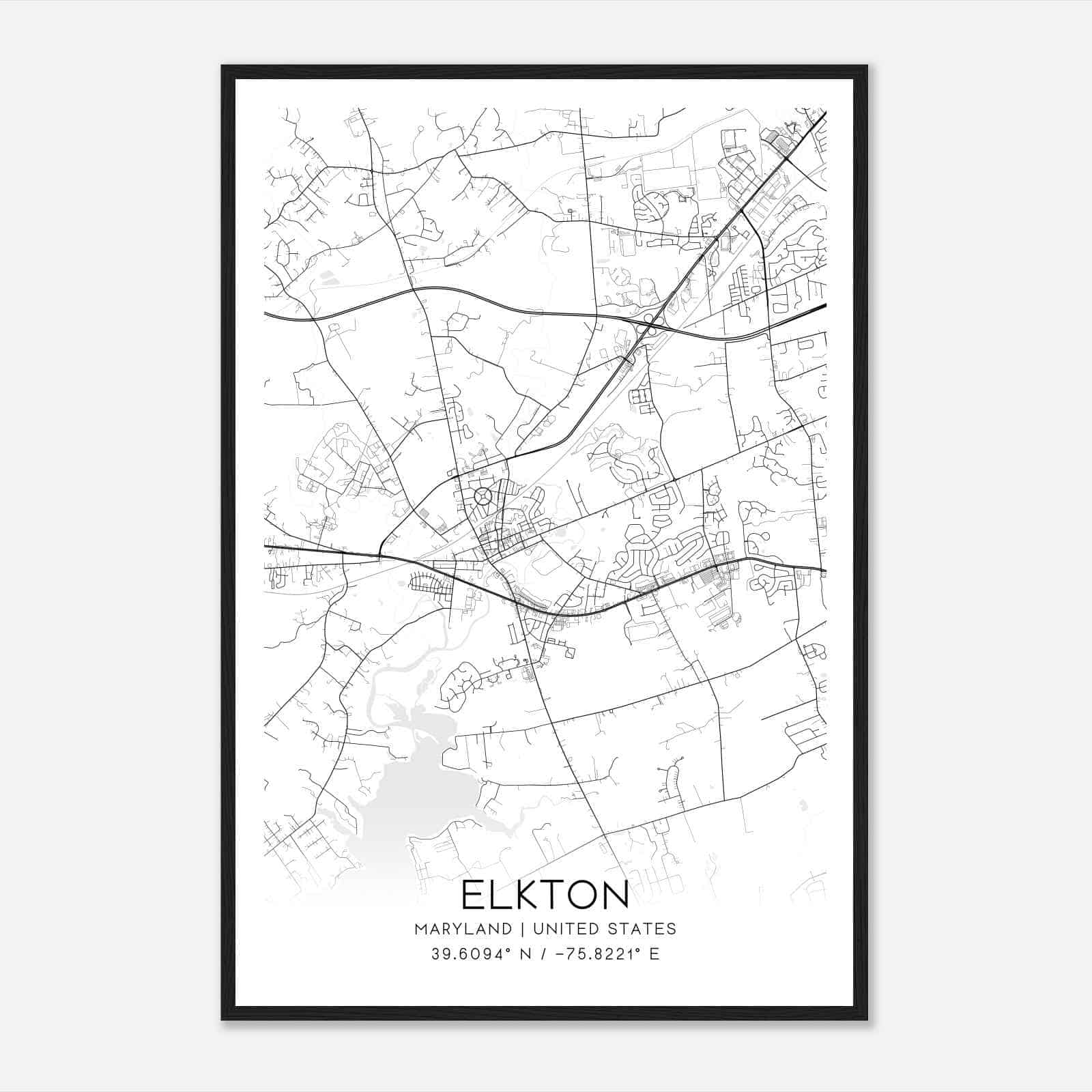 Elkton Maryland Map Poster, Modern Home Decor Wall Art Print