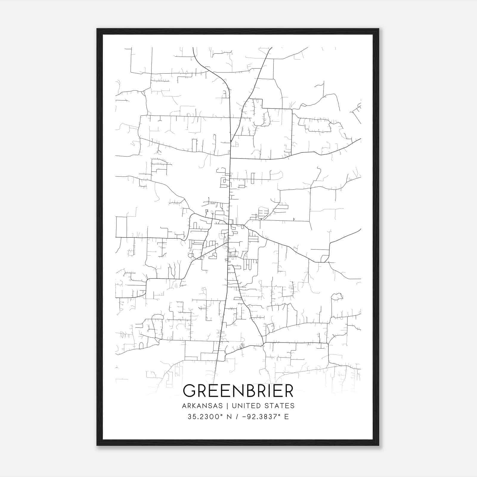 Greenbrier Arkansas Map Poster, Modern Home Decor Wall Art Print