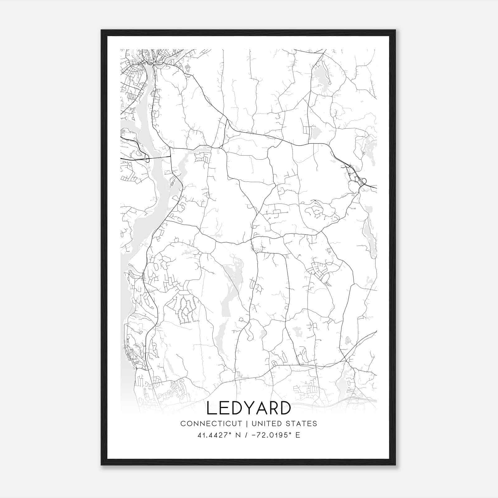 Ledyard Connecticut Map Poster, Modern Home Decor Wall Art Print