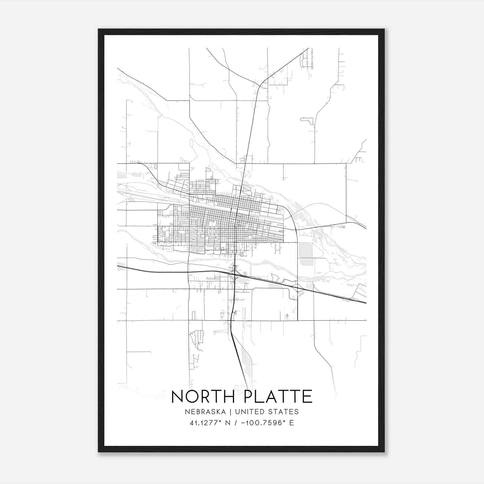 North Platte Nebraska Map Poster, Modern Home Decor Wall Art Print North Platte Nebraska Map Poster, Modern Home Decor Wall Art Print