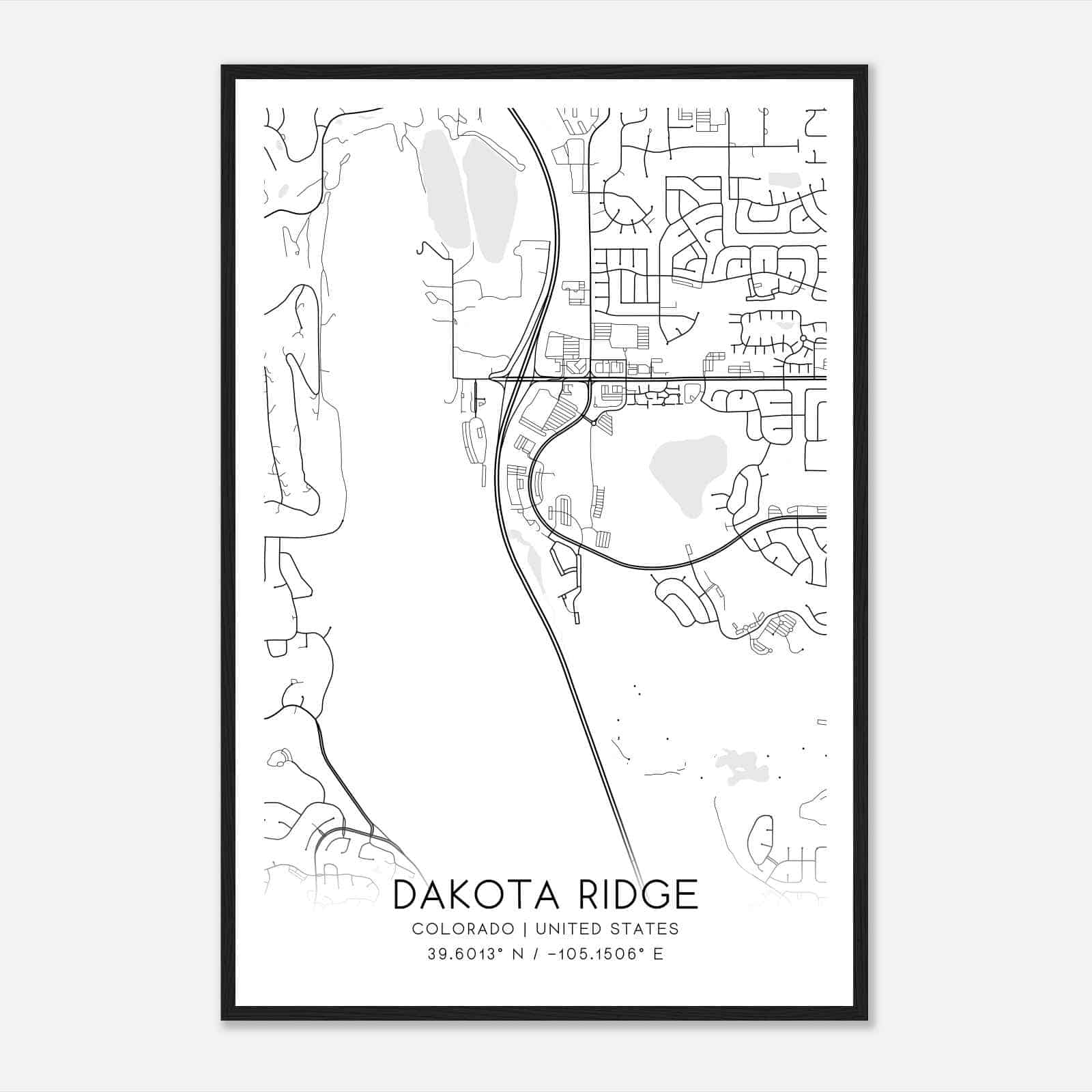Dakota Ridge Colorado Map Poster, Modern Home Decor Wall Art Print