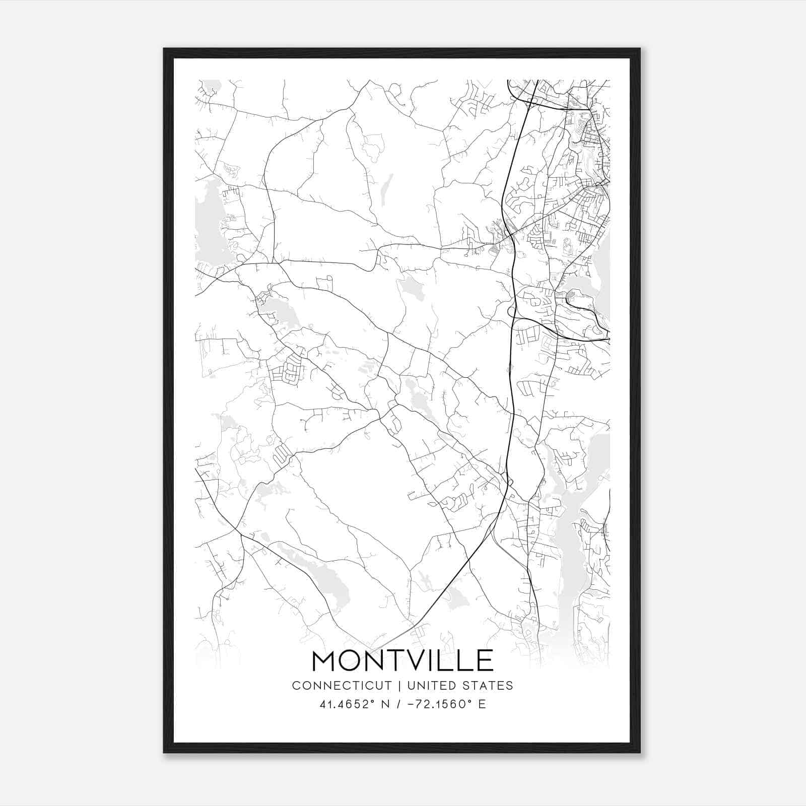 Montville Connecticut Map Poster, Modern Home Decor Wall Art Print