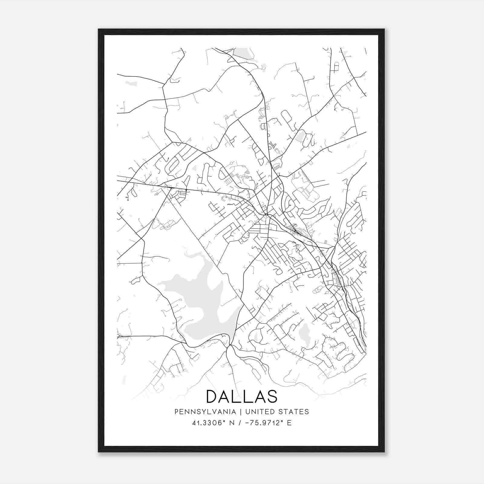 Dallas Pennsylvania Map Poster, Modern Home Decor Wall Art Print