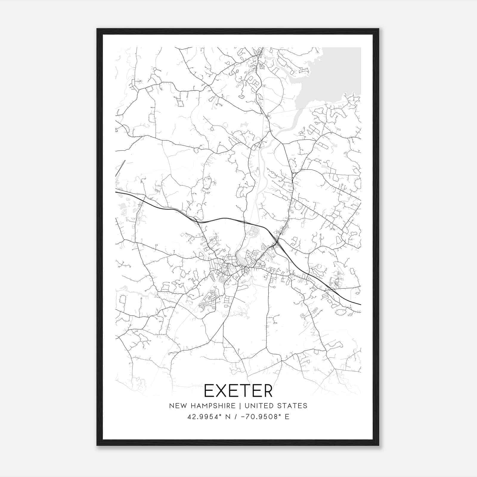 Exeter New Hampshire Map Poster, Modern Home Decor Wall Art Print