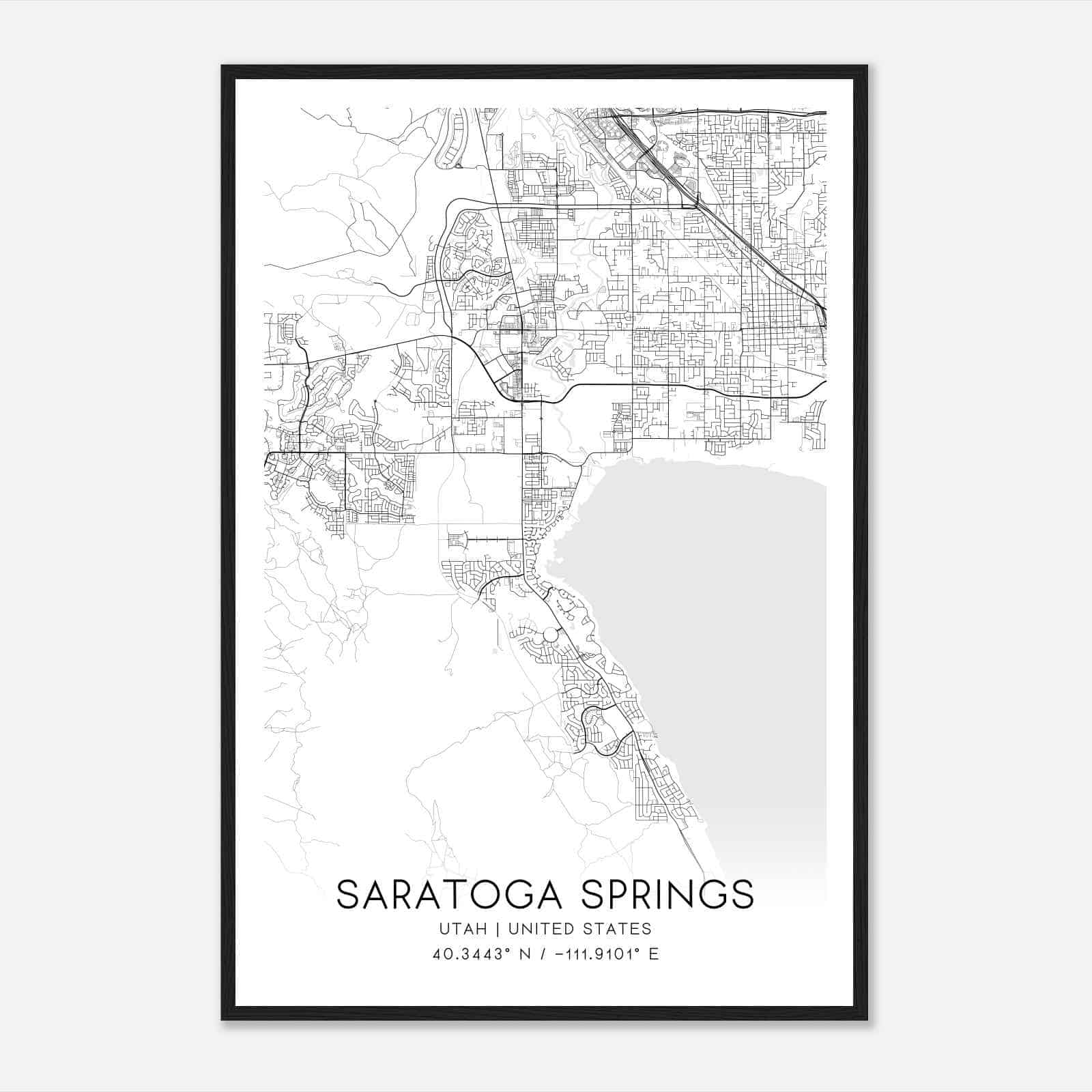 Saratoga Springs Utah Map Poster, Modern Home Decor Wall Art Print