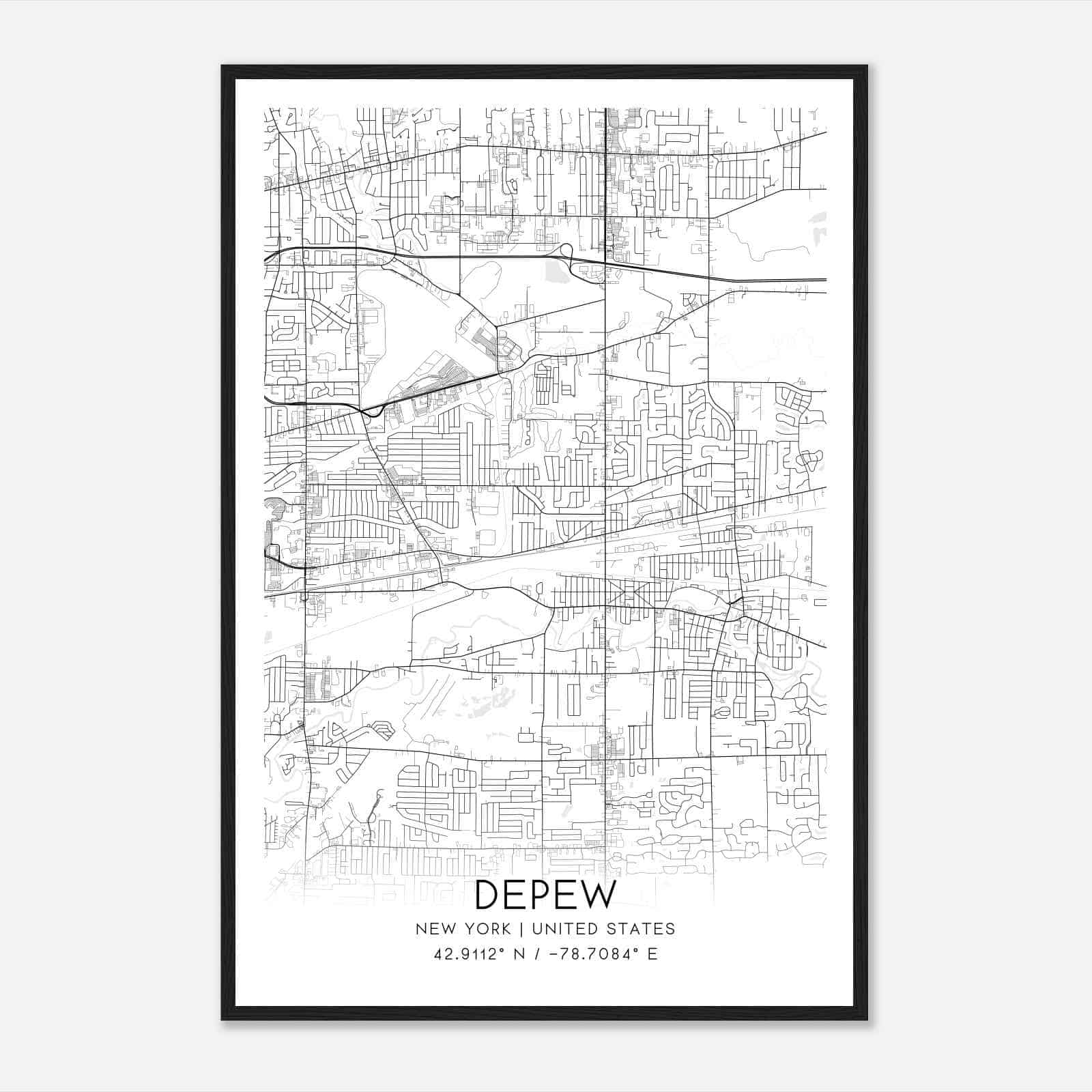 Depew New York Map Poster, Modern Home Decor Wall Art Print