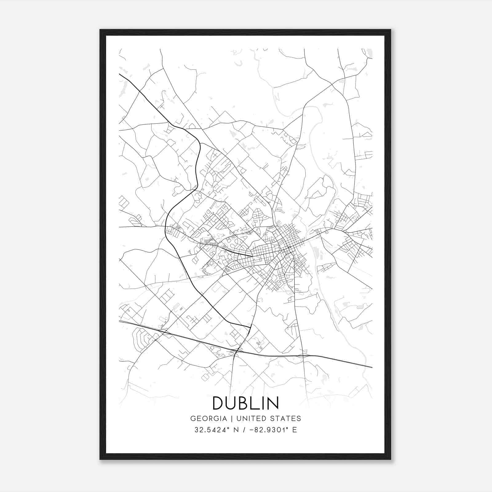 Dublin Georgia Map Poster, Modern Home Decor Wall Art Print Dublin Georgia Map Poster, Modern Home Decor Wall Art Print