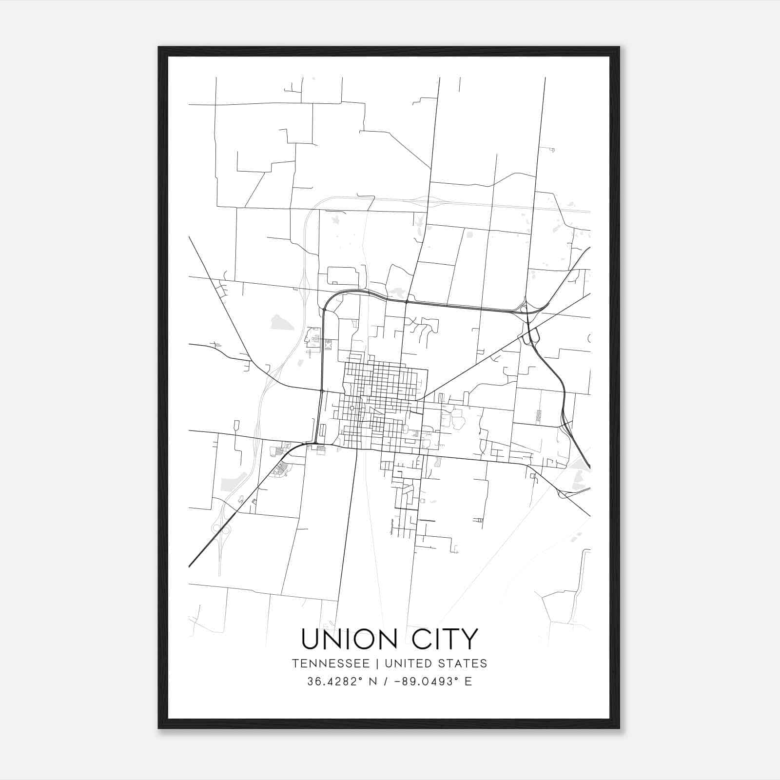 Union City Tennessee Map Poster, Modern Home Decor Wall Art Print
