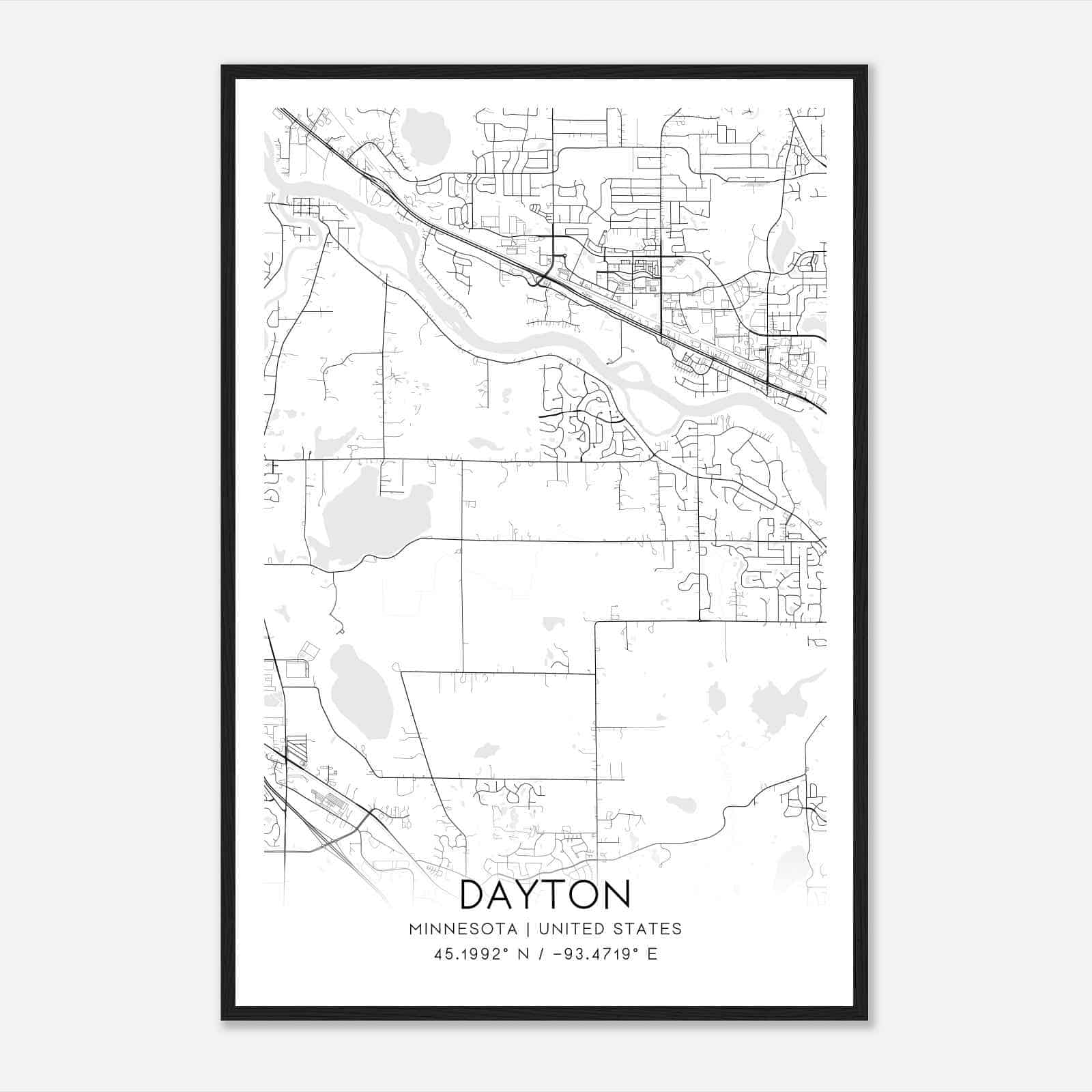 Dayton Minnesota Map Poster, Modern Home Decor Wall Art Print
