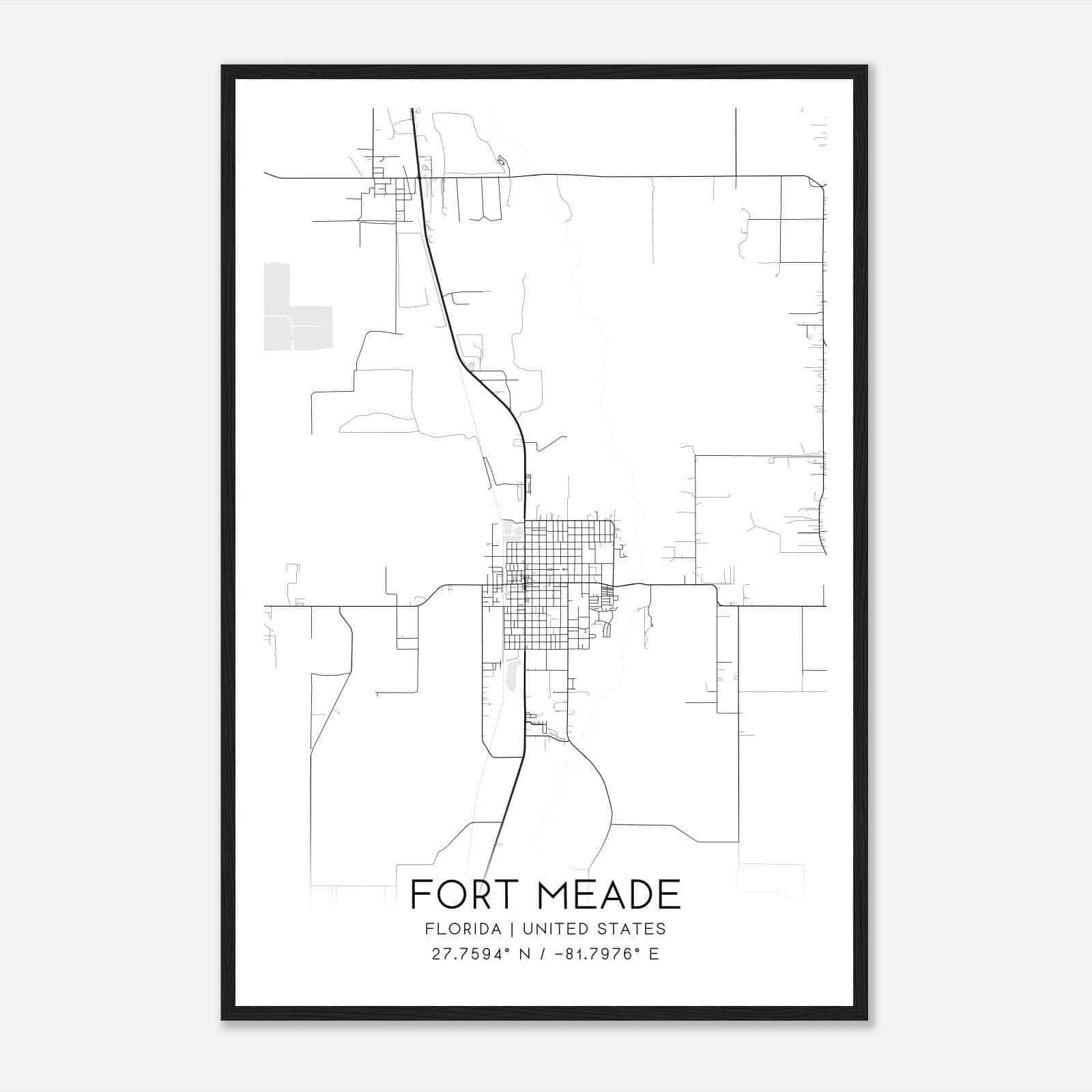 Fort Meade Florida Map Poster, Modern Home Decor Wall Art Print
