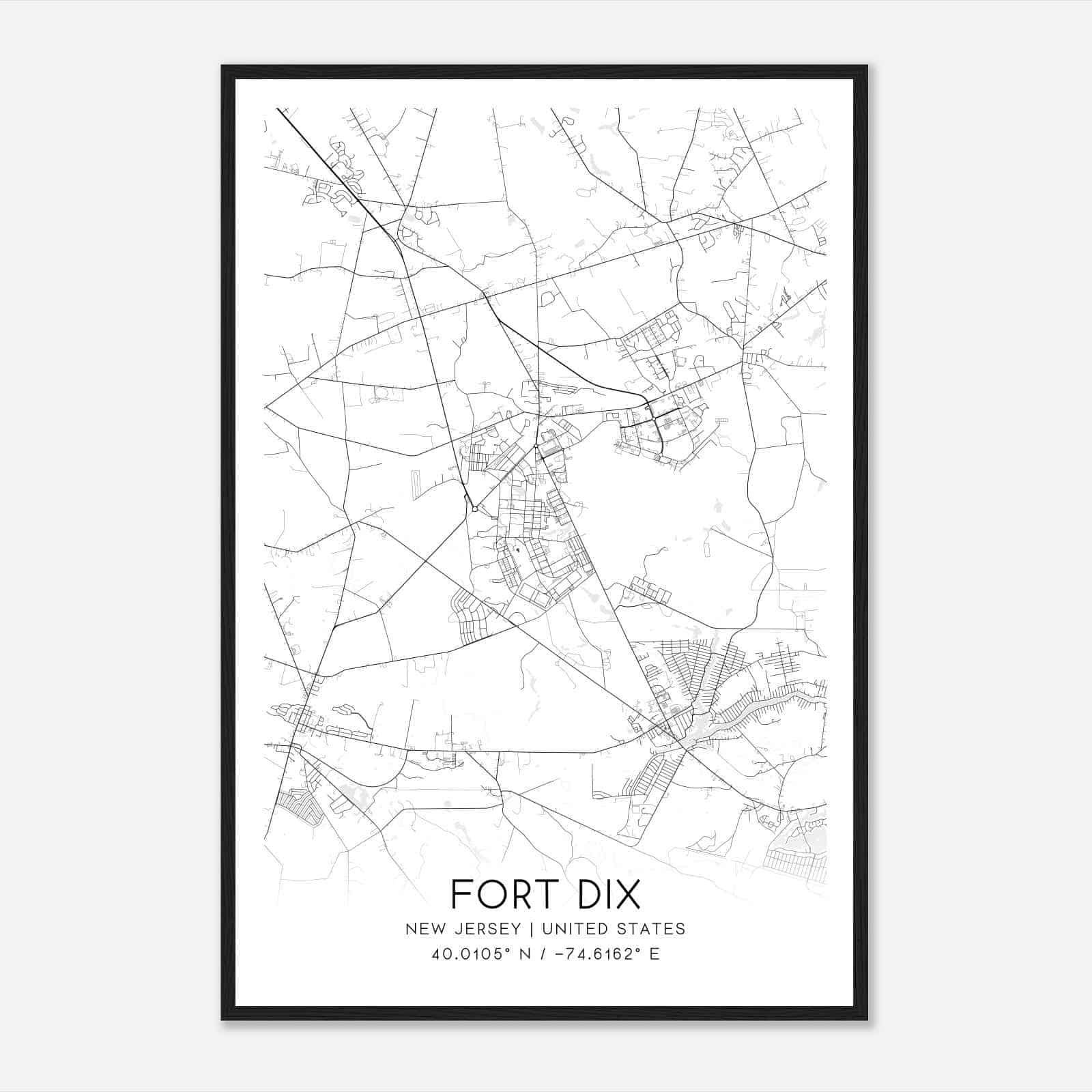 Fort Dix New Jersey Map Poster, Modern Home Decor Wall Art Print