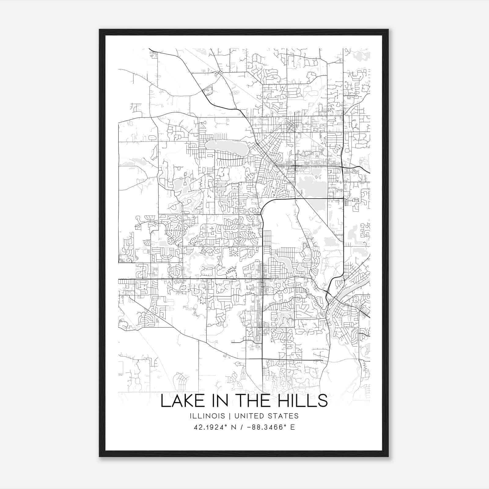 Lake in the Hills Illinois Map Poster, Modern Home Decor Wall Art Print Lake in the Hills Illinois Map Poster, Modern Home Decor Wall Art Print