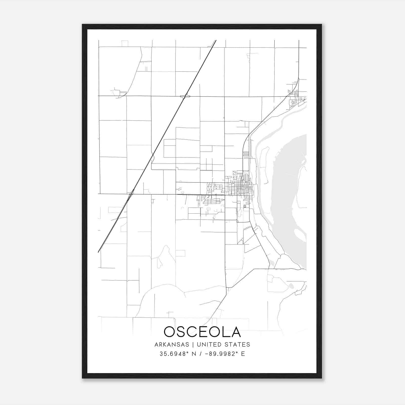 Osceola Arkansas Map Poster, Modern Home Decor Wall Art Print