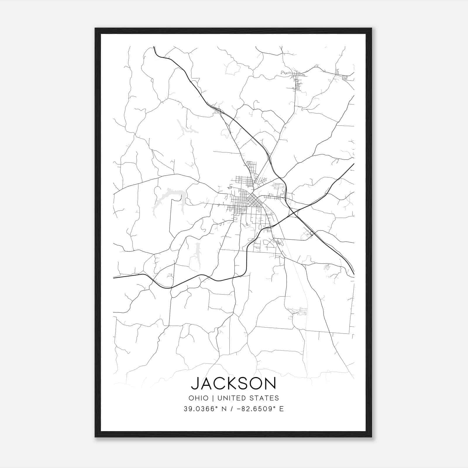 Jackson Ohio Map Poster, Modern Home Decor Wall Art Print