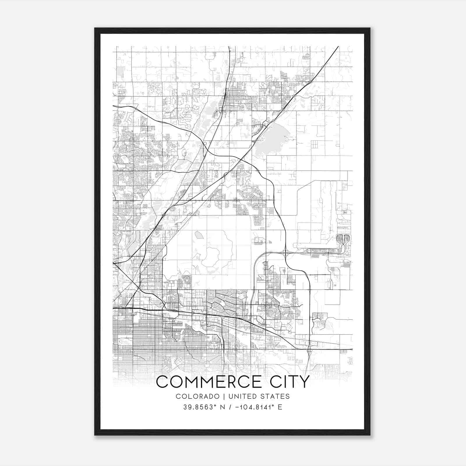 Commerce City Colorado Map Poster, Modern Home Decor Wall Art Print