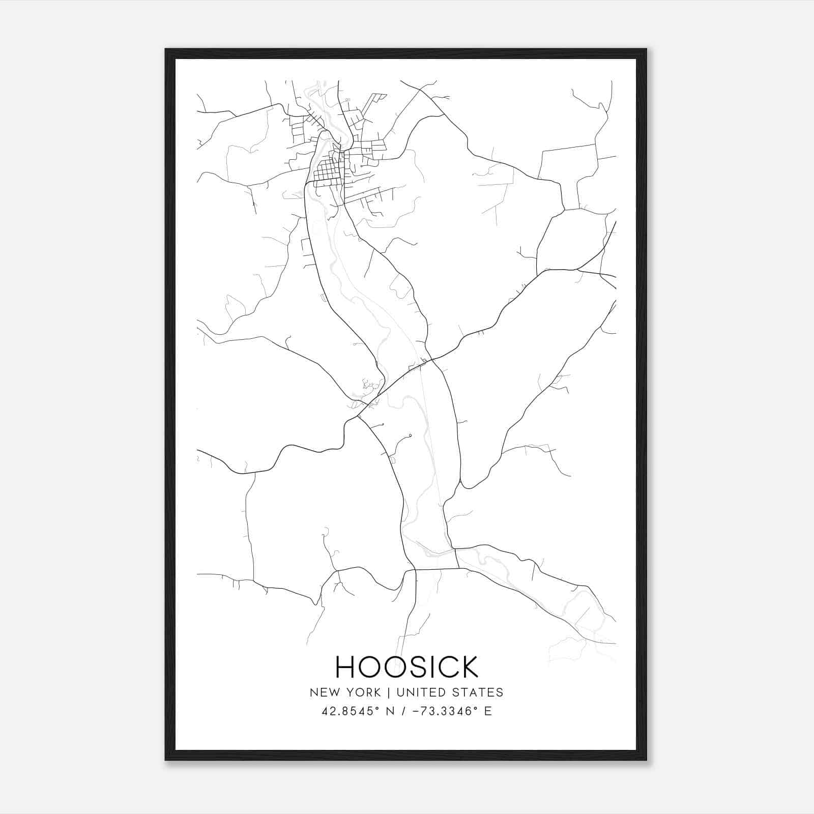 Hoosick New York Map Poster, Modern Home Decor Wall Art Print