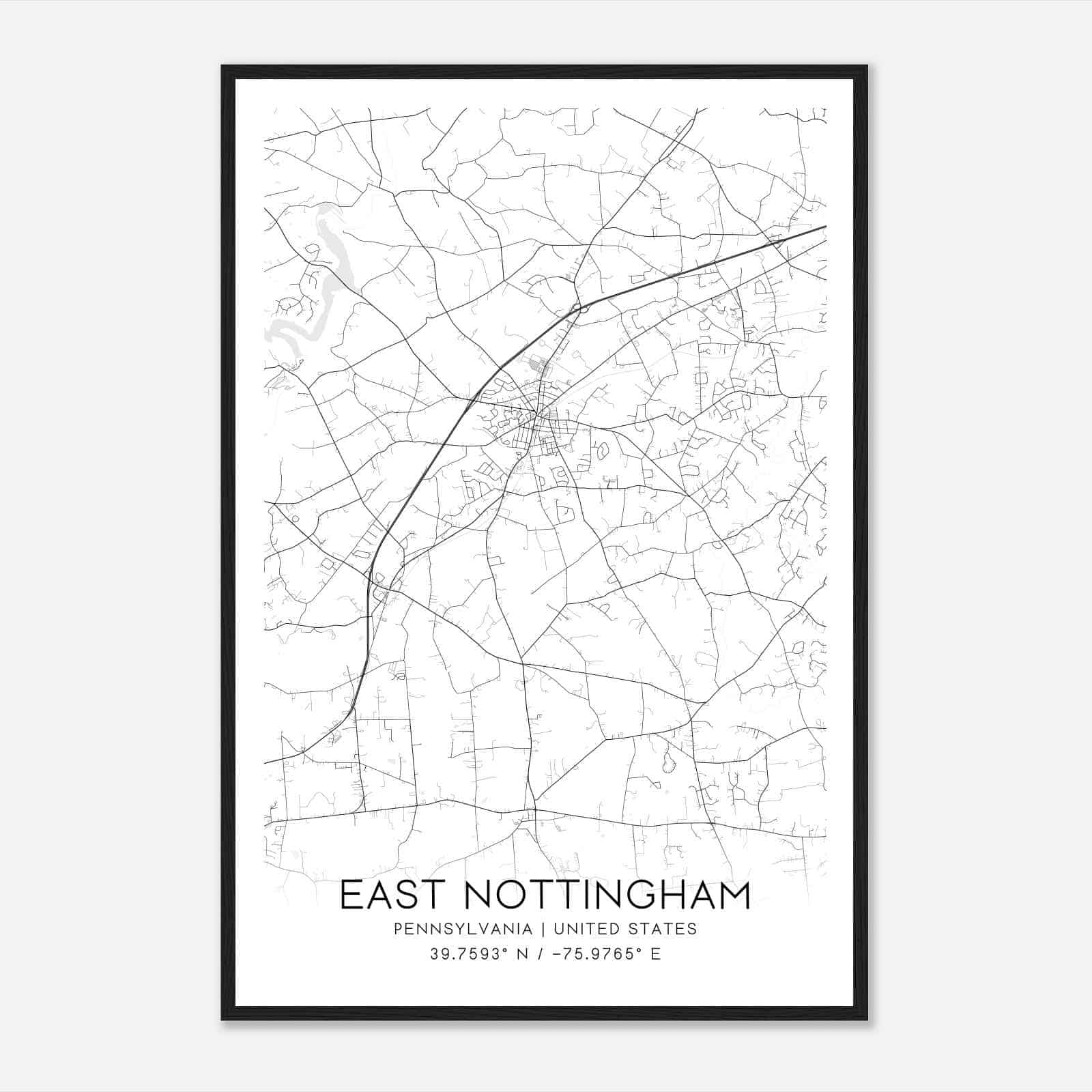 East Nottingham Pennsylvania Map Poster, Modern Home Decor Wall Art Print