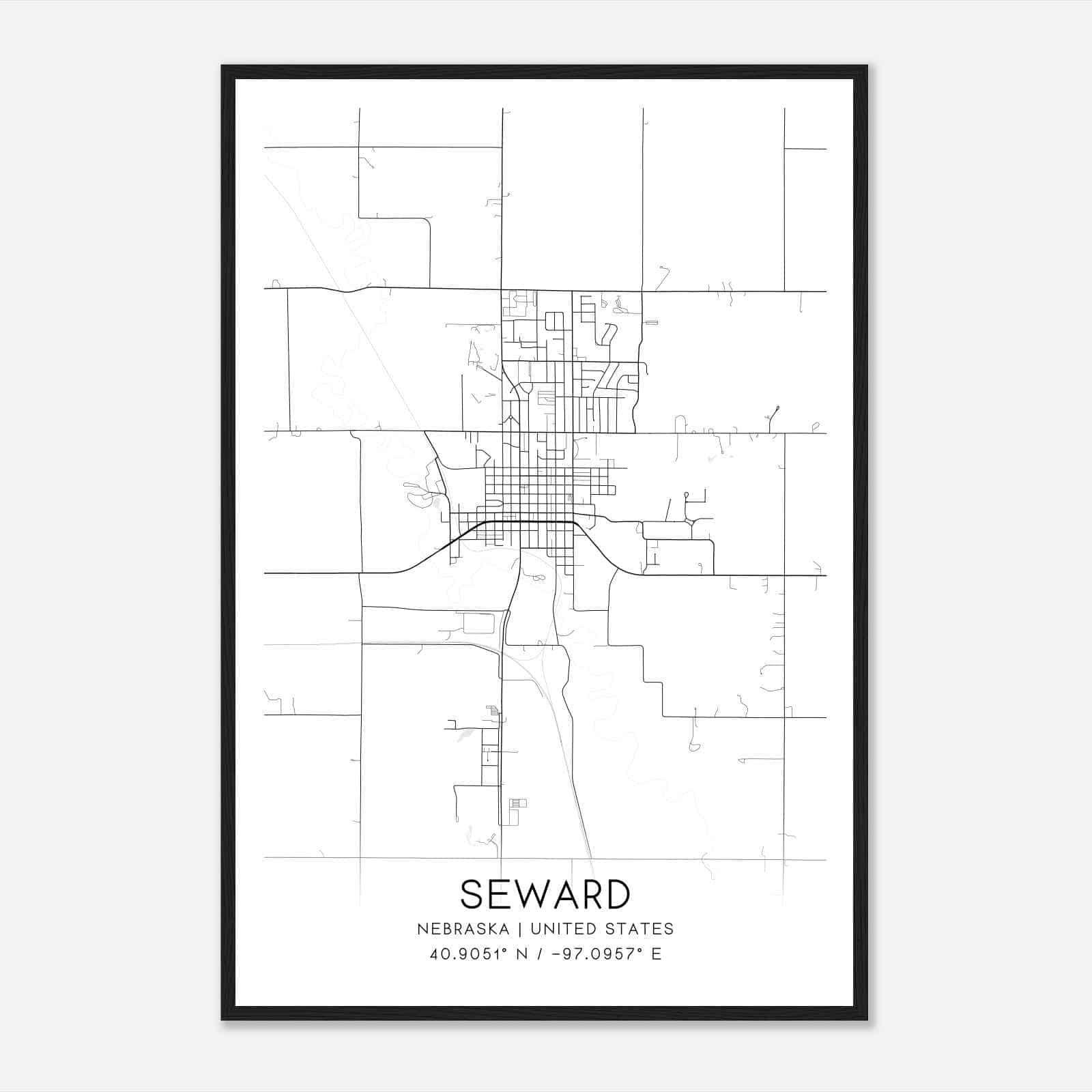 Seward Nebraska Map Poster, Modern Home Decor Wall Art Print Seward Nebraska Map Poster, Modern Home Decor Wall Art Print