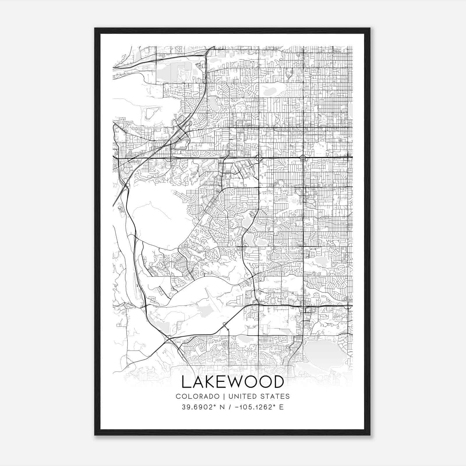 Lakewood Colorado Map Poster, Modern Home Decor Wall Art Print