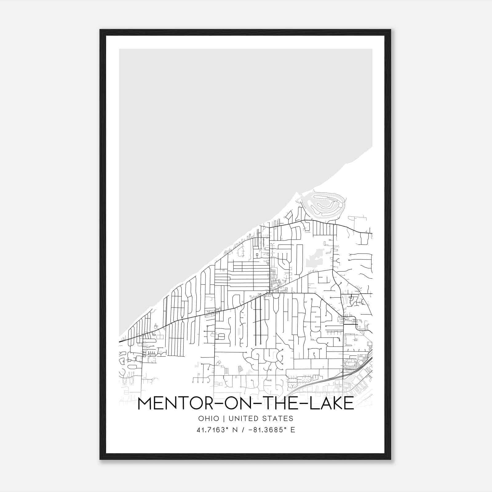 Mentor-on-the-Lake Ohio Map Poster, Modern Home Decor Wall Art Print Mentor-on-the-Lake Ohio Map Poster, Modern Home Decor Wall Art Print