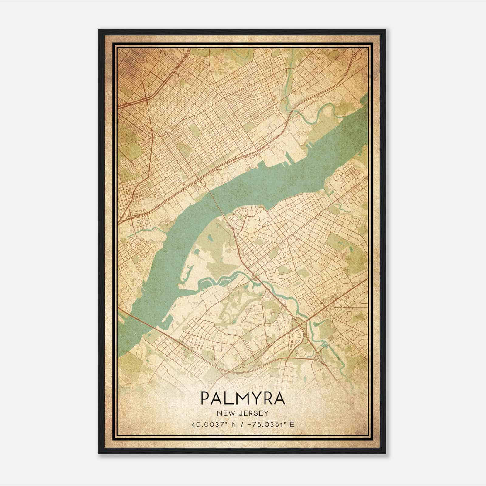 Vintage Palmyra New Jersey Map Poster, Modern Home Decor Wall Art Print