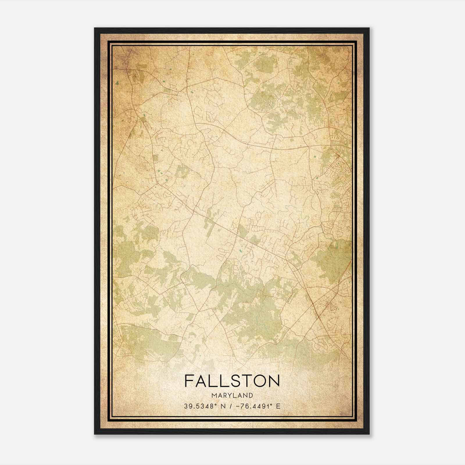 Vintage Fallston Maryland Map Poster, Modern Home Decor Wall Art Print