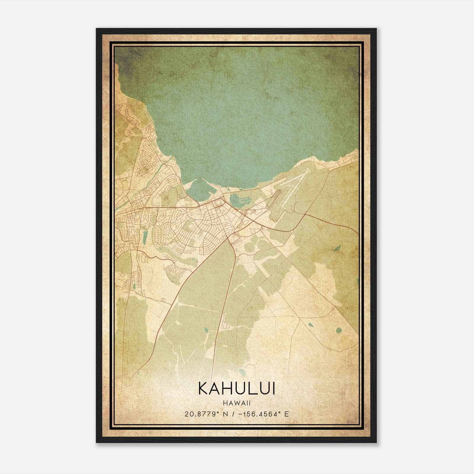 Vintage Kahului Hawaii Map Poster, Modern Home Decor Wall Art Print Vintage Kahului Hawaii Map Poster, Modern Home Decor Wall Art Print