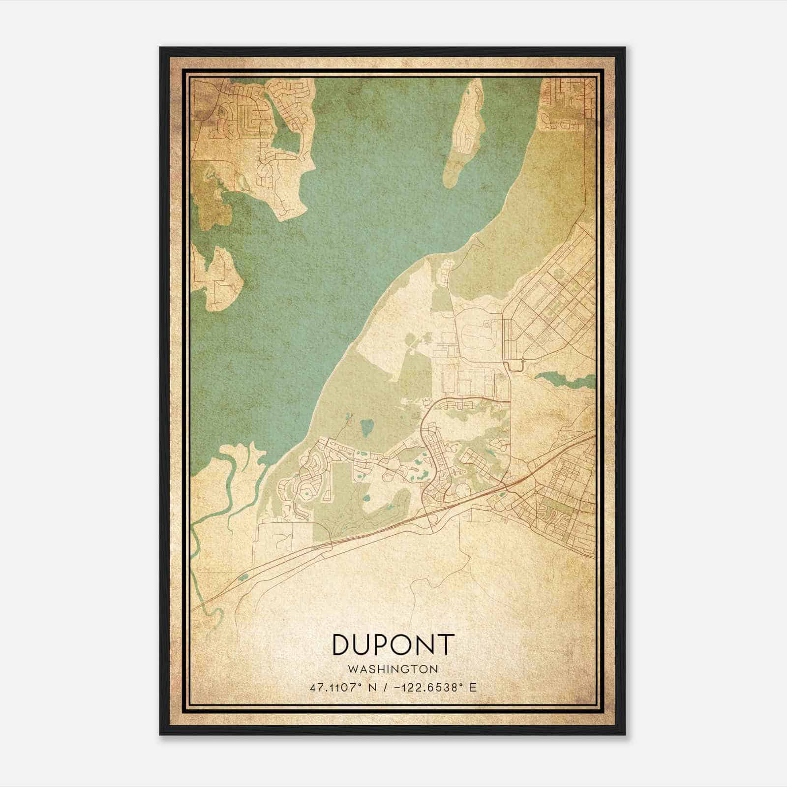 Vintage Dupont Washington Map Poster, Modern Home Decor Wall Art Print