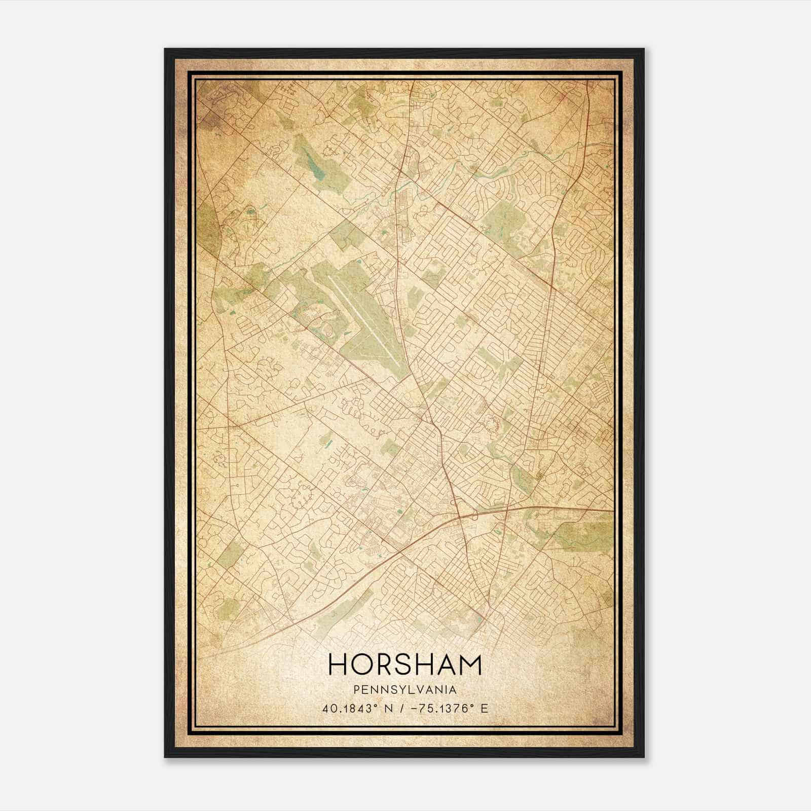 Vintage Horsham Pennsylvania Map Poster, Modern Home Decor Wall Art Print