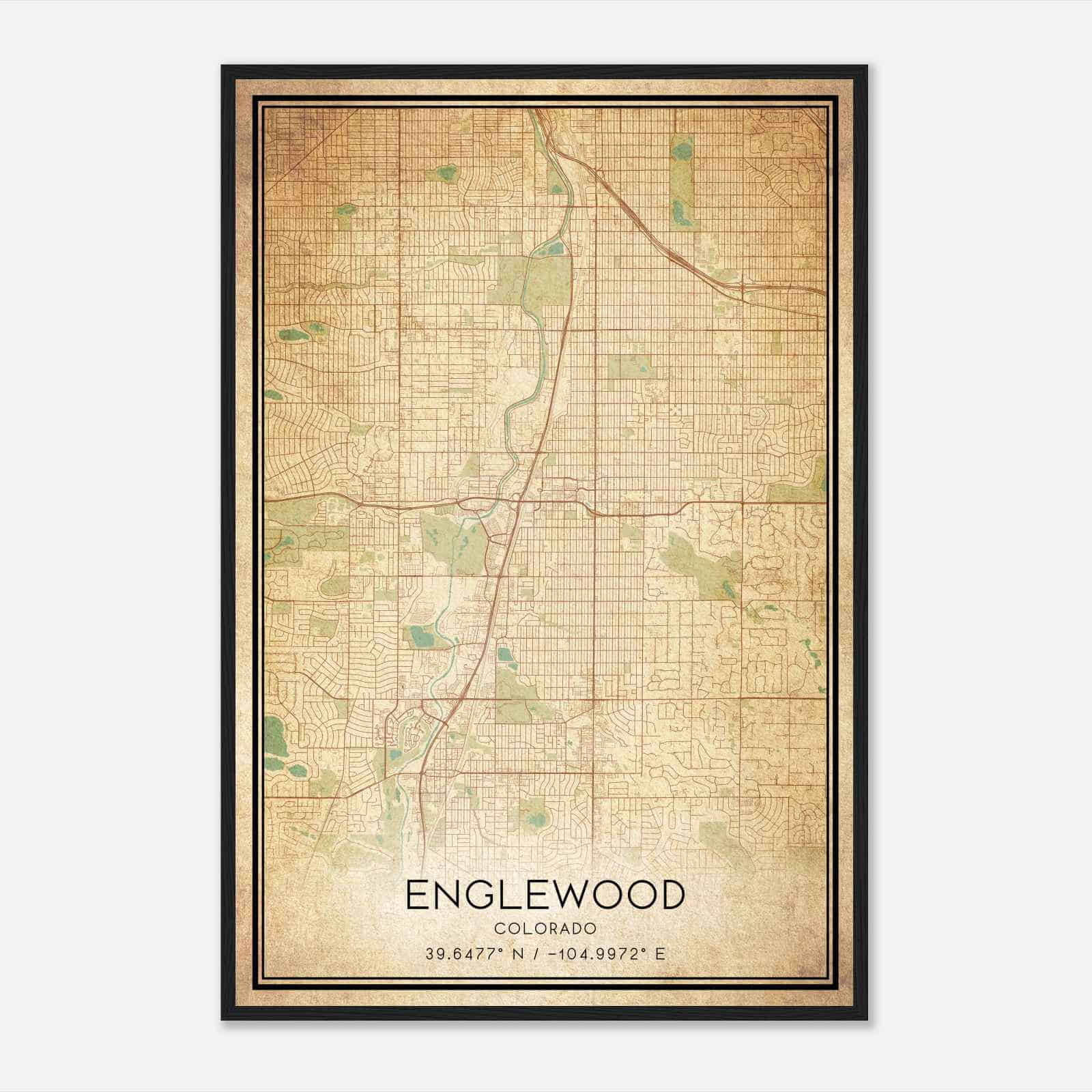 Vintage Englewood Colorado Map Poster, Modern Home Decor Wall Art Print ...