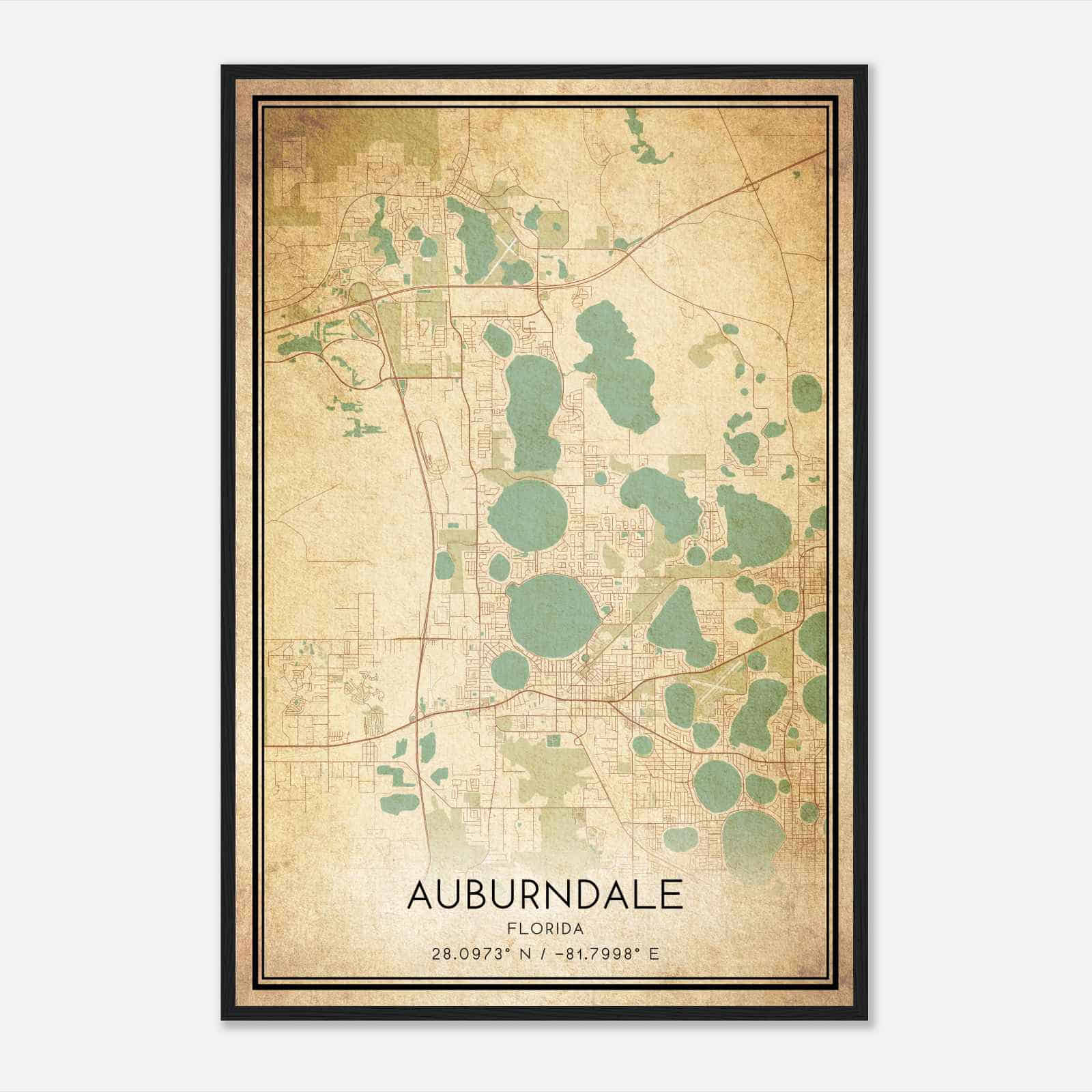 Vintage Auburndale Florida Map Poster, Modern Home Decor Wall Art Print Vintage Auburndale Florida Map Poster, Modern Home Decor Wall Art Print