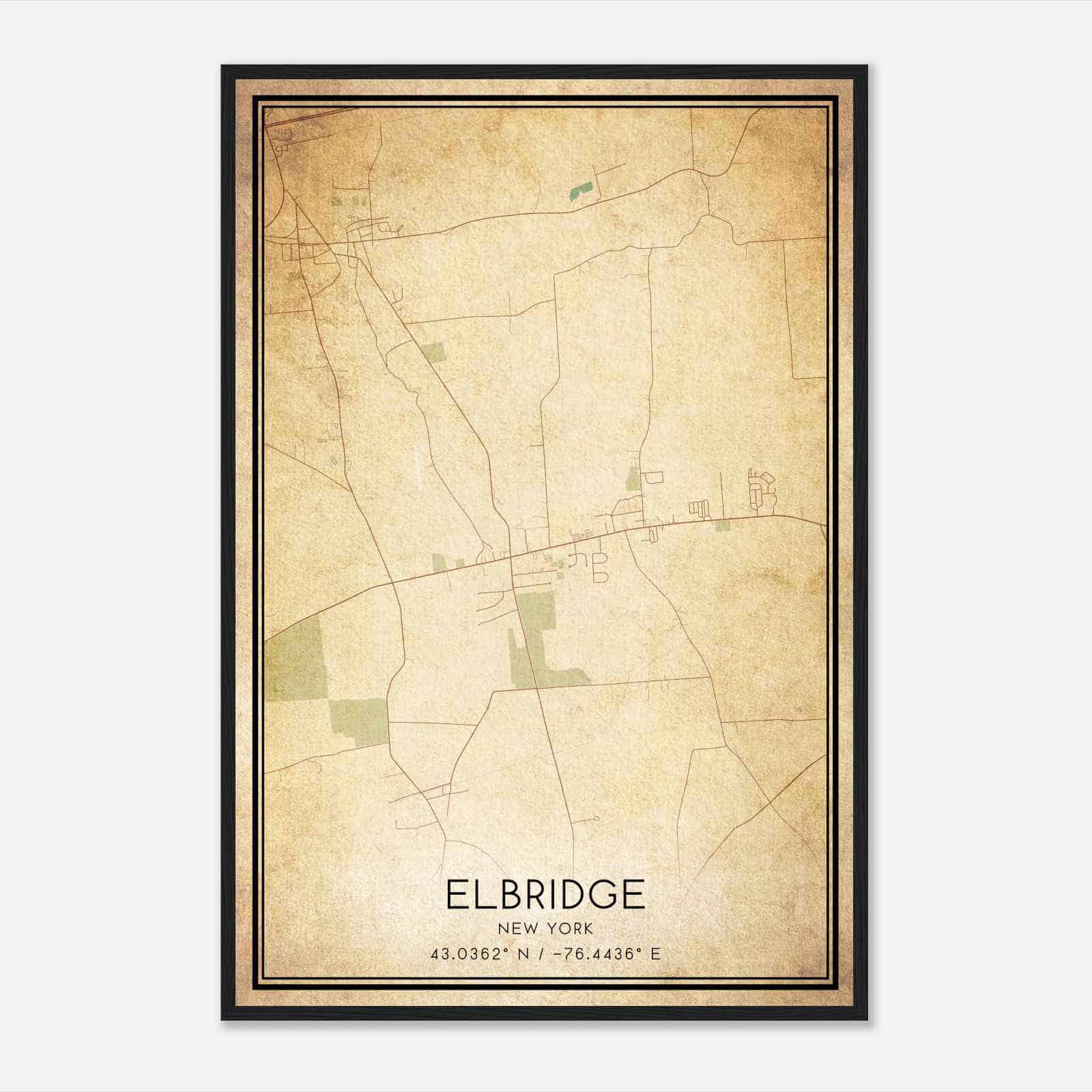 Vintage Elbridge New York Map Poster, Modern Home Decor Wall Art Print