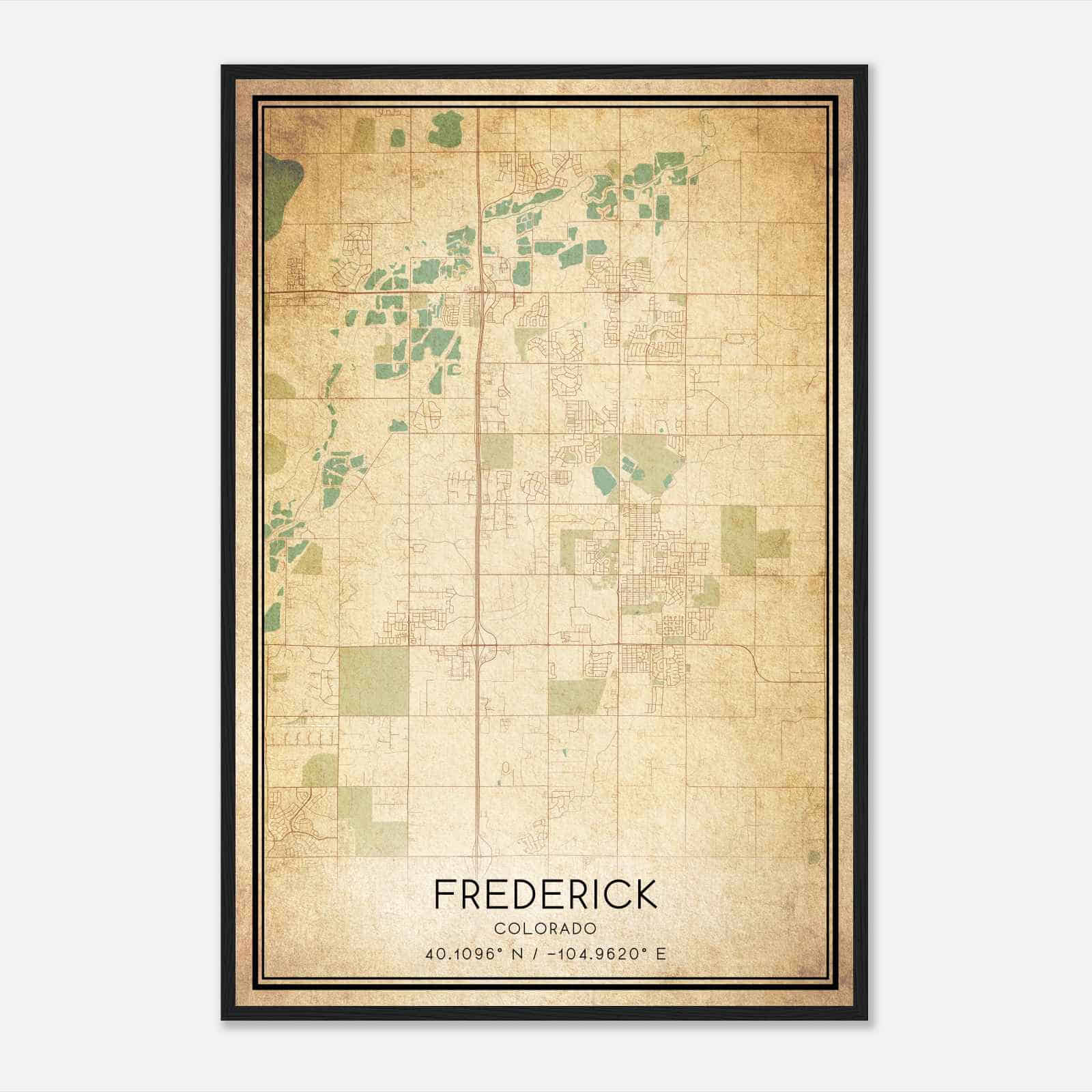 Vintage Frederick Colorado Map Poster, Modern Home Decor Wall Art Print