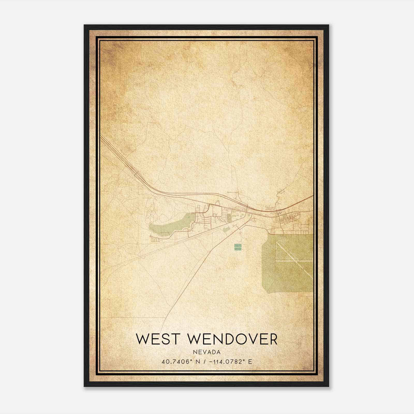 Vintage West Wendover Nevada Map Poster, Modern Home Decor Wall Art Print