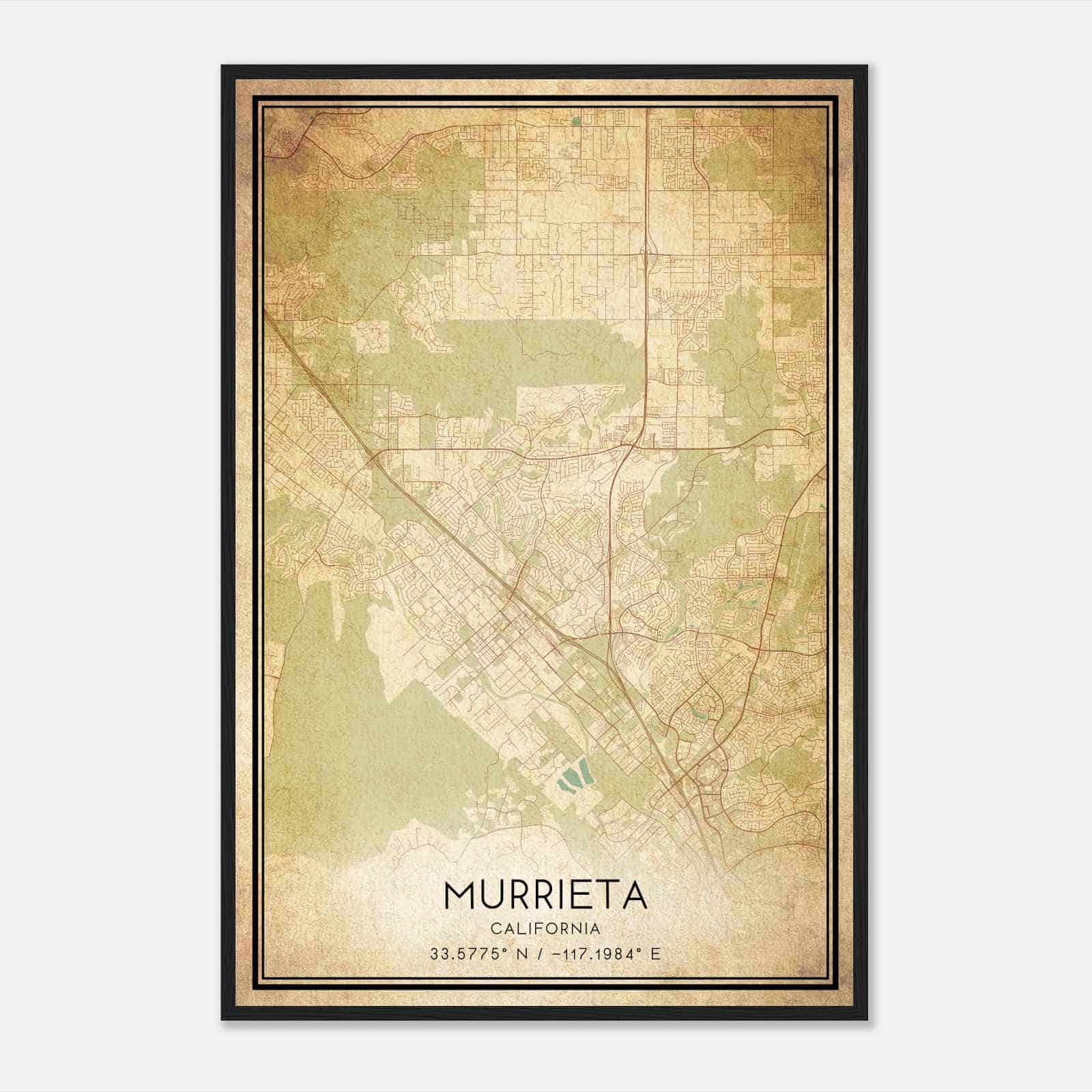 Vintage Murrieta California Map Poster, Modern Home Decor Wall Art Print