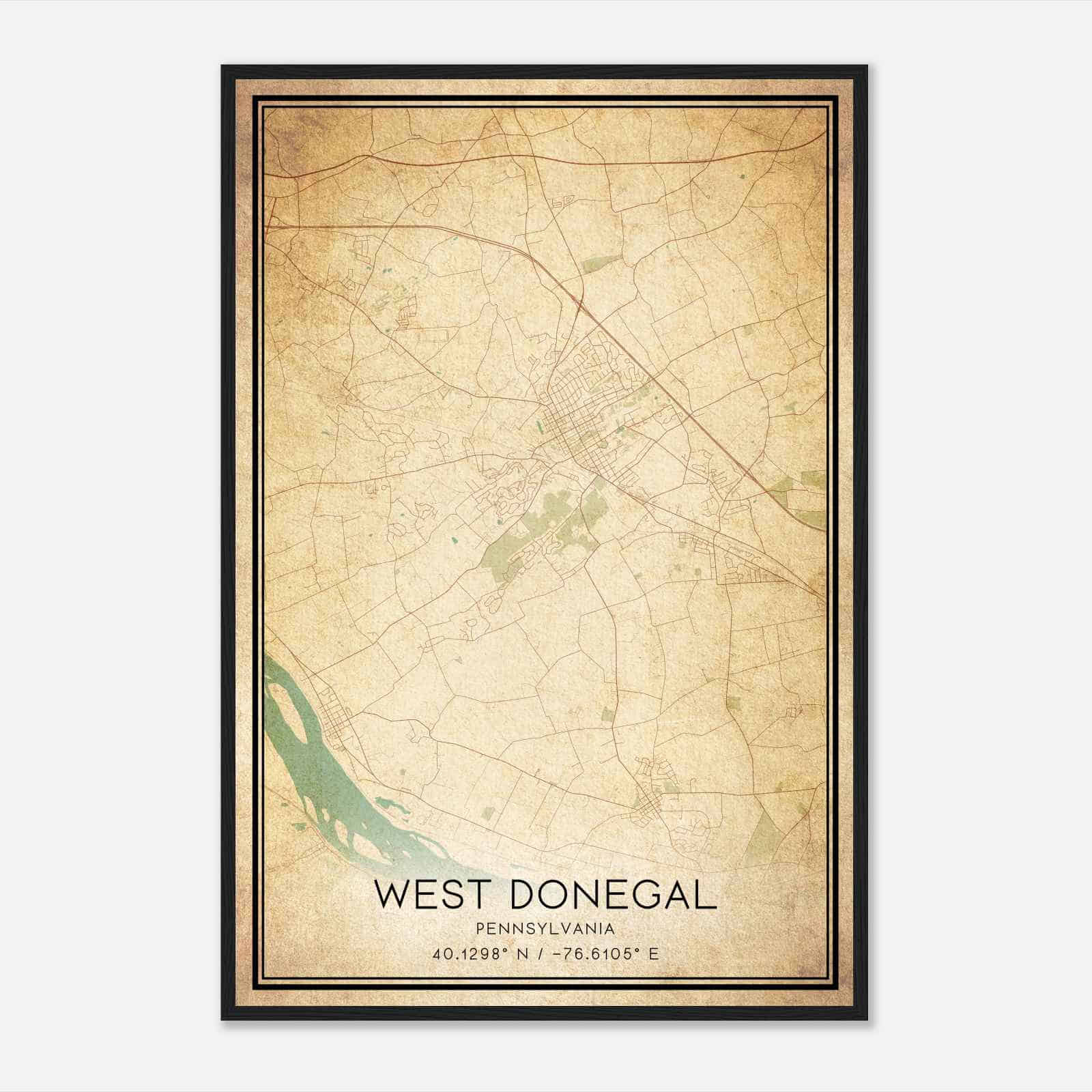 Vintage West Donegal Pennsylvania Map Poster, Modern Home Decor Wall Art Print