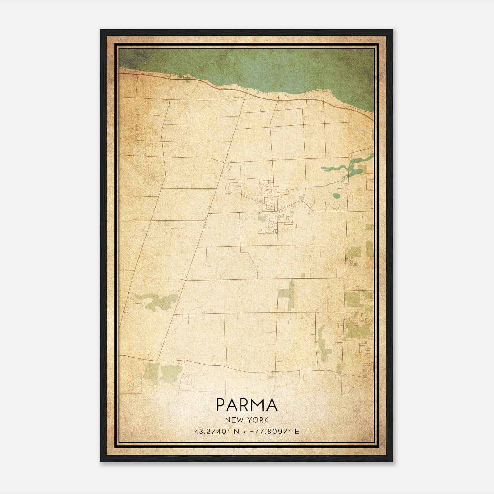 Vintage Parma New York Map Poster, Modern Home Decor Wall Art Print