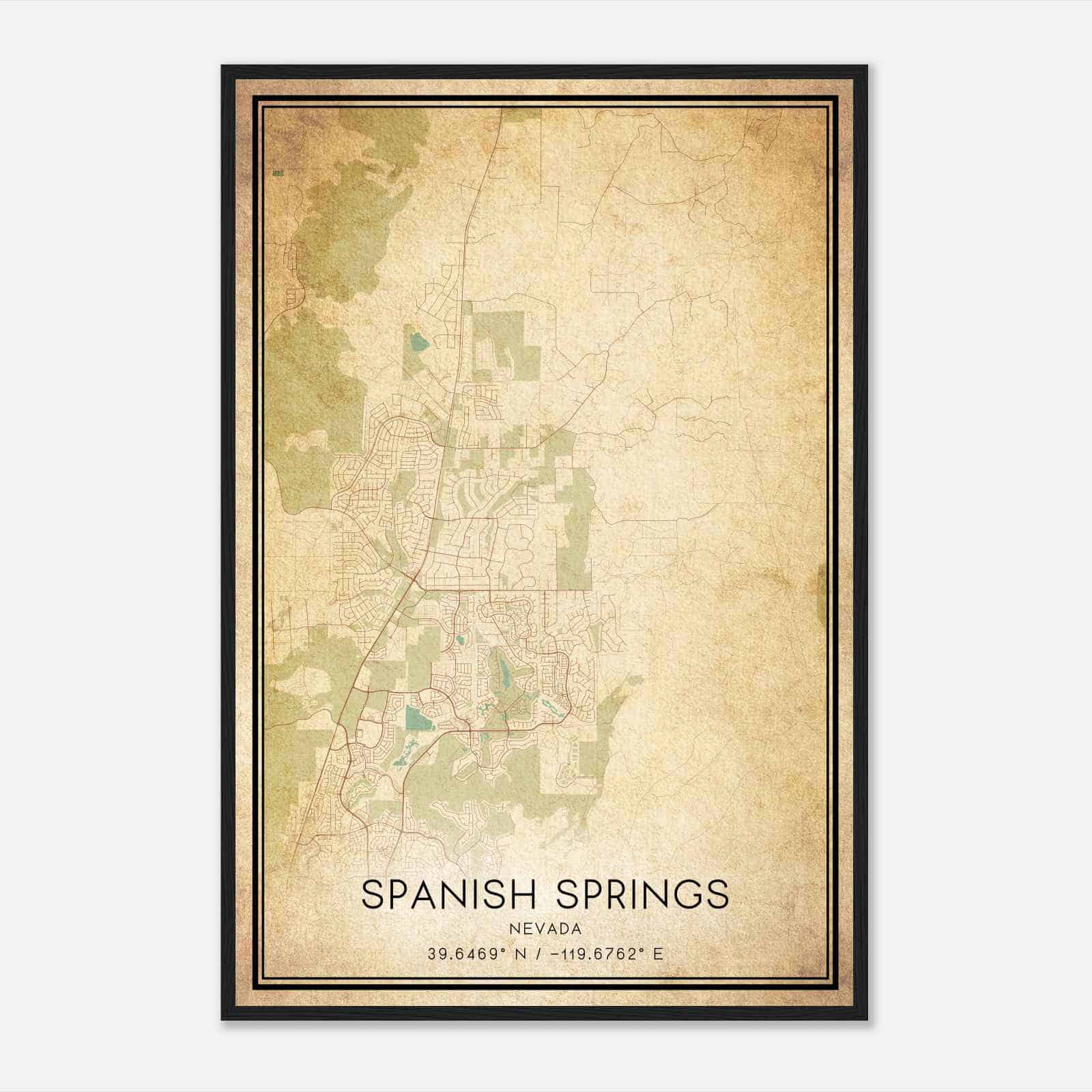 Vintage Spanish Springs Nevada Map Poster, Modern Home Decor Wall Art Print