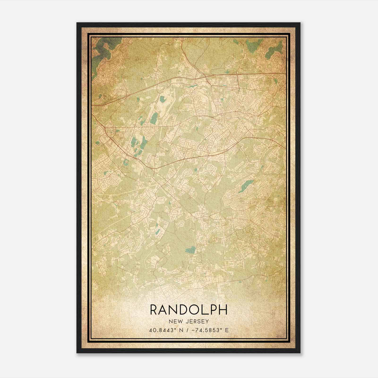 Vintage Randolph New Jersey Map Poster, Modern Home Decor Wall Art Print