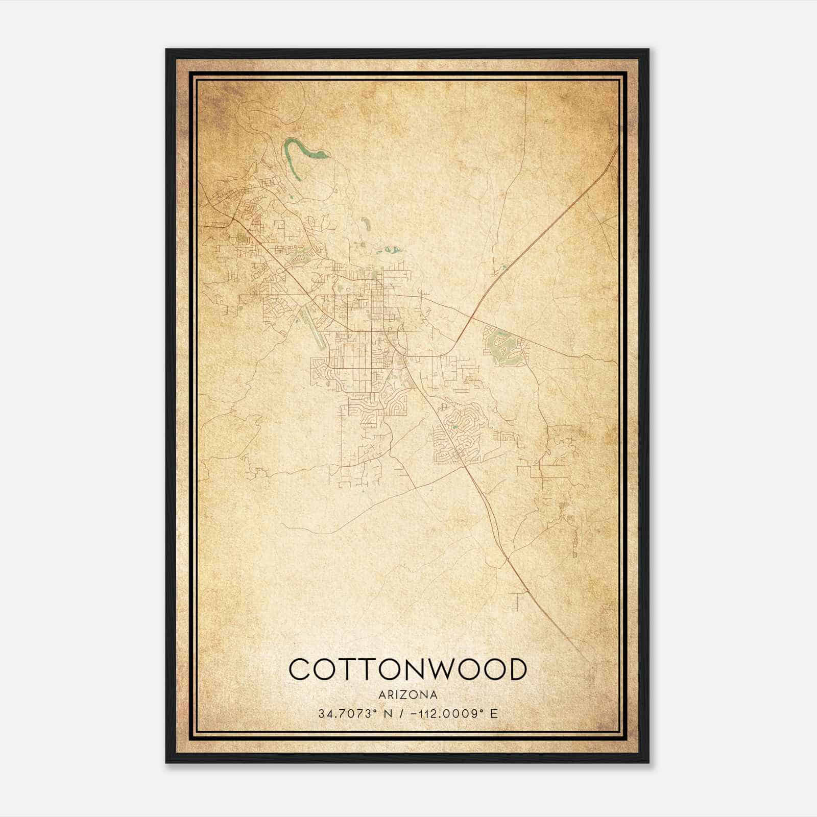 Vintage Cottonwood Arizona Map Poster, Modern Home Decor Wall Art Print Vintage Cottonwood Arizona Map Poster, Modern Home Decor Wall Art Print