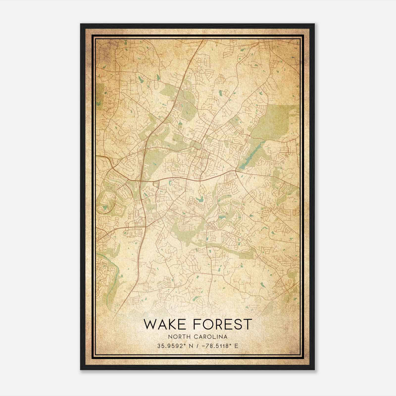Vintage Wake Forest North Carolina Map Poster, Modern Home Decor Wall Art Print Vintage Wake Forest North Carolina Map Poster, Modern Home Decor Wall Art Print