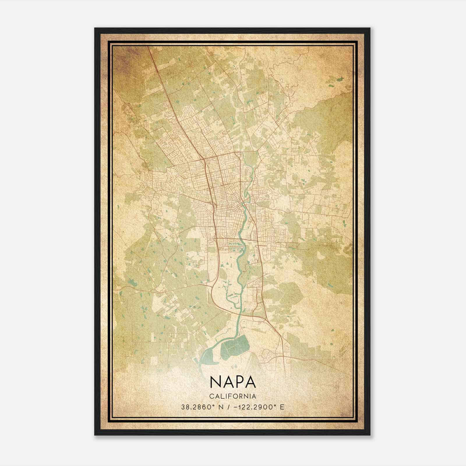 Vintage Napa California Map Poster, Modern Home Decor Wall Art Print