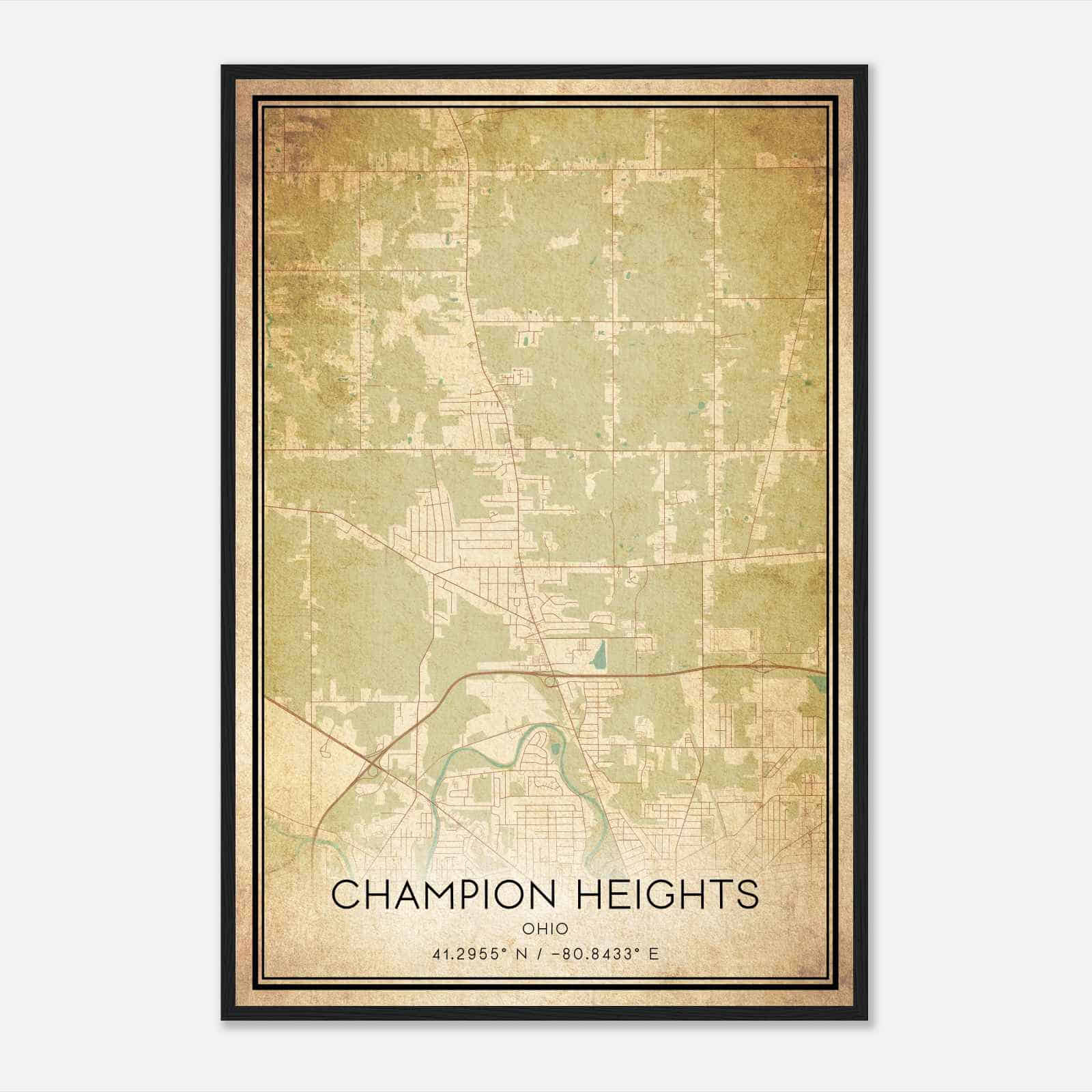 Vintage Champion Heights Ohio Map Poster, Modern Home Decor Wall Art Print Vintage Champion Heights Ohio Map Poster, Modern Home Decor Wall Art Print