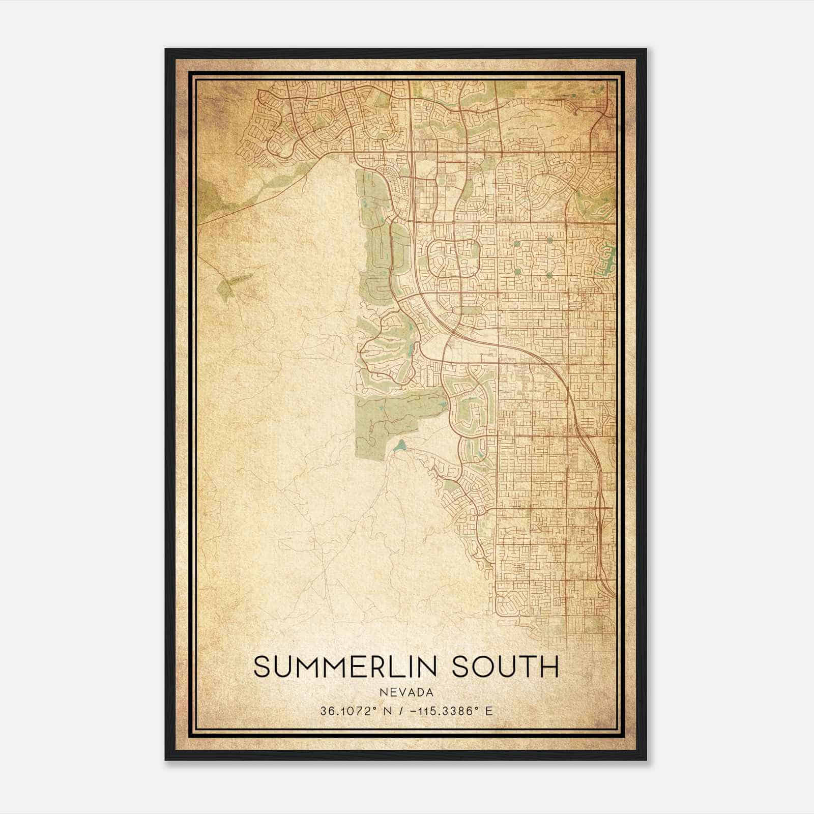 Vintage Summerlin South Nevada Map Poster, Modern Home Decor Wall Art Print