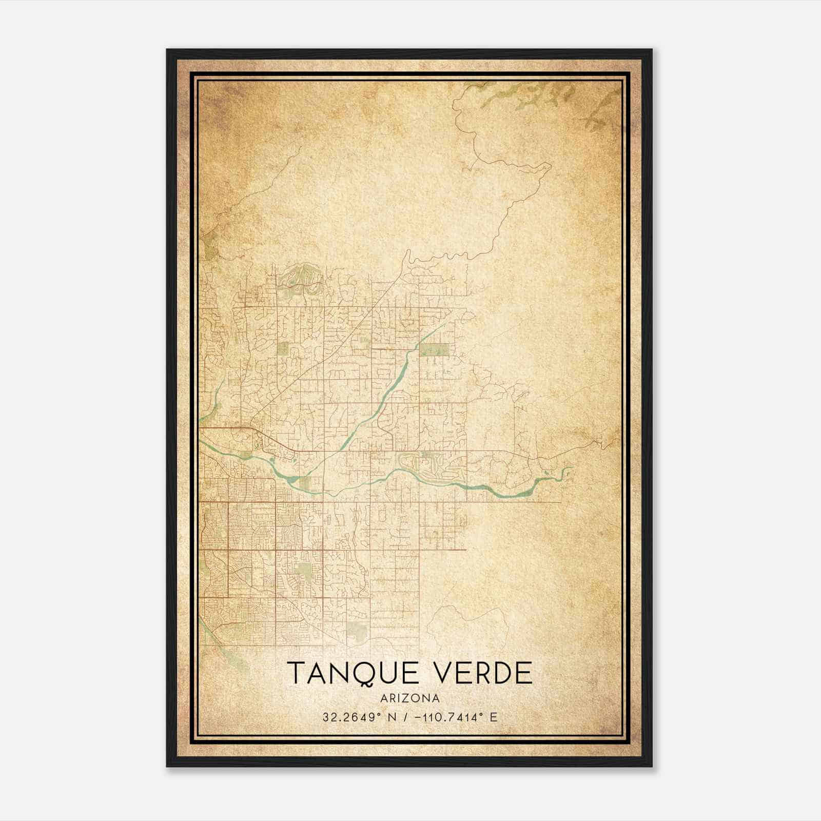 Vintage Tanque Verde Arizona Map Poster, Modern Home Decor Wall Art Print